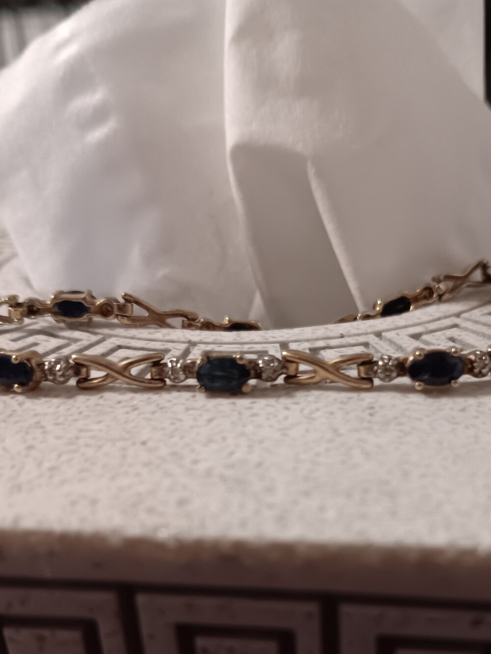 10k Blue Sapphire And Diamond Brac